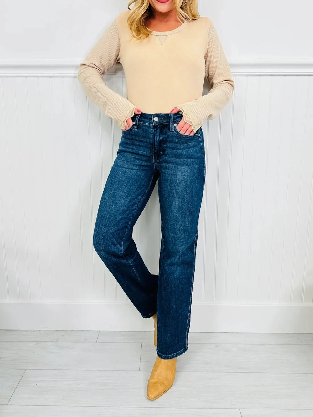 Judy Blue • Be In Control Tummy Control NWT Sz 0 Straight Dark Wash Jean - Picture 3 of 11